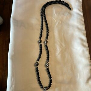 14K Gold Ball Black Onyx Beaded Necklace🖤